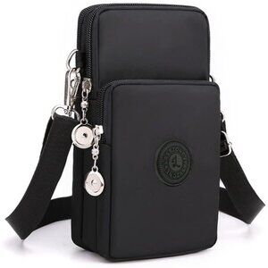Women's Black 4 Small Crossbody Waterproof Nylon Purses Mini Shoulder Travel Bag